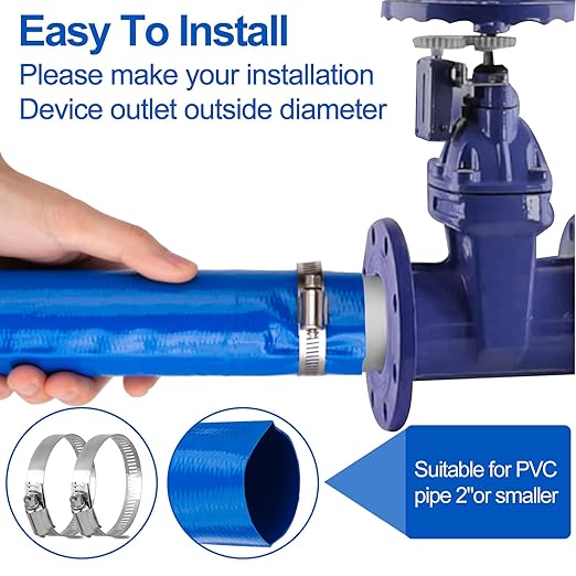 OCGIG 2" x 50 FT Pool Backwash Hose, Heavy-Duty Lay Flat Discharge PVC Hose, Weatherproof Burst Resistant for Swimming Pool Filter Pump, Water Transfer, Pool Drain, with 2 Clamps