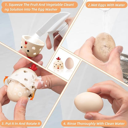 Silicone Egg Brush Cleaner, Egg Cleaner for Fresh Eggs, Egg Scrubber for Fresh Eggs, Egg Washer for Fresh Eggs, Reusable Cleaning Tools for Egg Washer (Khaki)