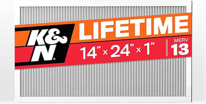 K&N 14X24X1 HVAC Furnace Air Filter, Lasts a Lifetime, Washable, Merv 13, the Last HVAC Filter You Will Ever Buy, Breathe Safely at Home or in the Office, HVC-13-11424