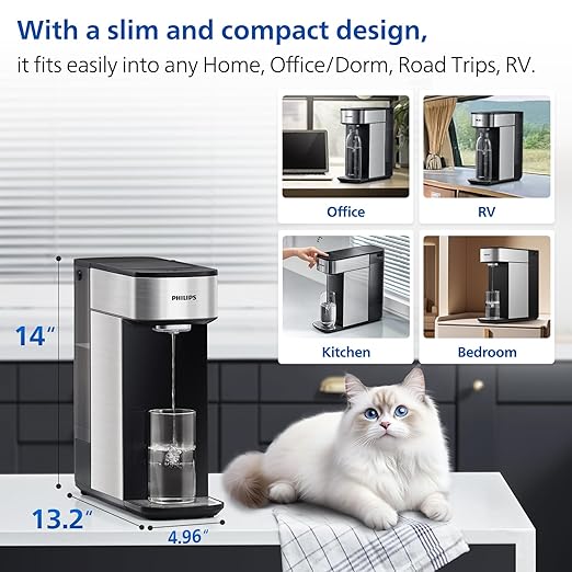 PHILIPS Reverse Osmosis Water Filter Countertop, Compact 5 Stage RO Water Filtration System Purifier Dispenser with Aquaporin Technology, NSF/ANSI 372 Certified, Reduce TDS