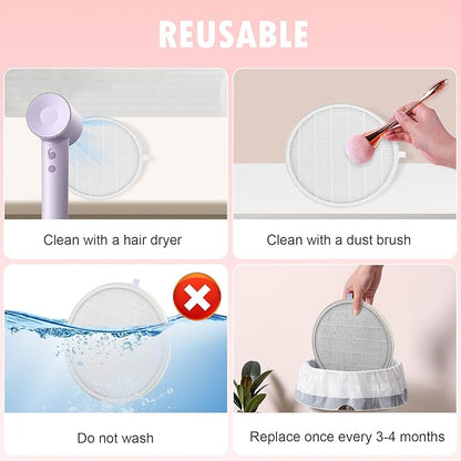 4 Pack Reusable HEPA Filters for MelodySusie Nail Dust Collector, Compatible with SPro/XC320J, Home or Salon Use