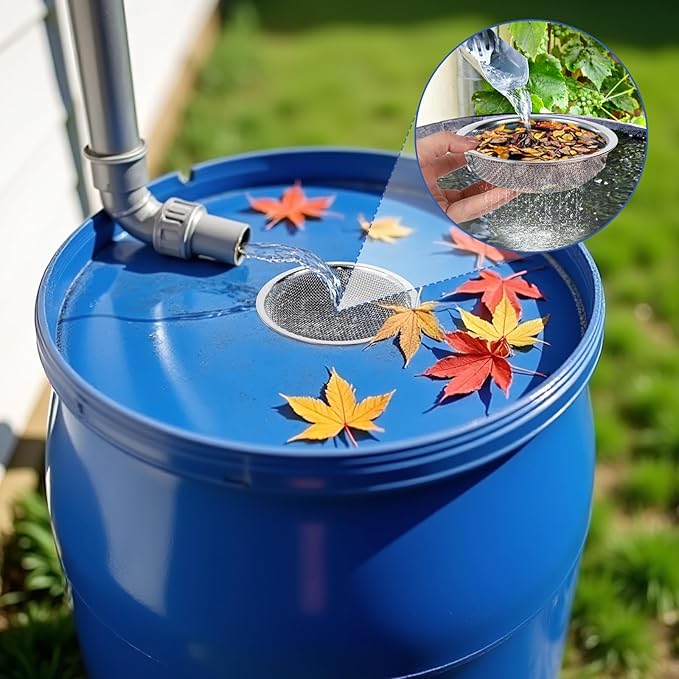 6" Rain Barrel Screen Filter for Rain Barrels, Premium 304 Stainless Steel Barrel Filter, Long-Lasting Durability -Kitchen Wash Colander -Soil Sifter, for Keep Mosquitos&Debris Outside, Fruit Draining