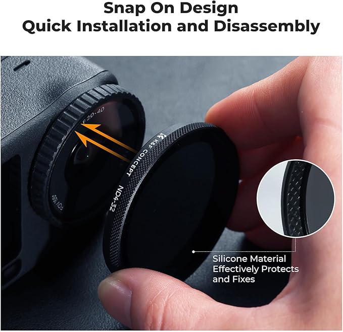 K&F CONCEPT Snap On CPL VND Effect Filter Kit Compatible with DJI Osmo Action 6, 3 Pack CPL Black Diffusion 1/4 ND4-32 Filters HD Optical Glass/Multi-Coated Action Camera Accessories