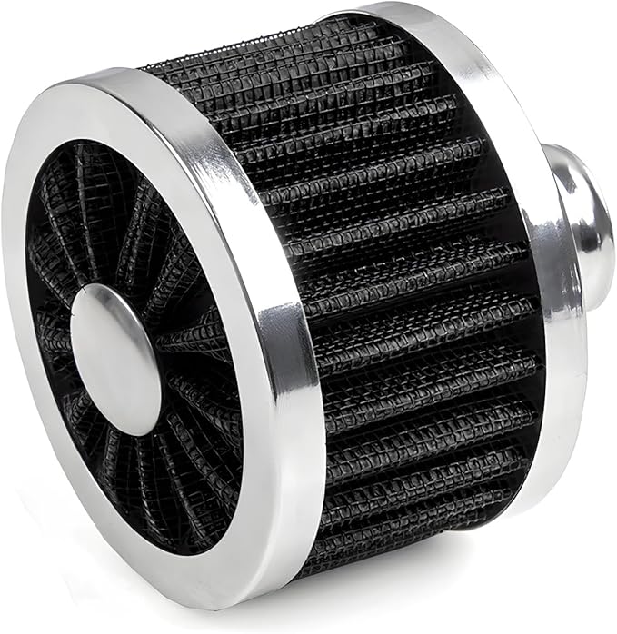 Air Intake Filter, 23MM High Flow Air Filter Cold Breather Turbo Vent Cleaner, Air Filter Vent Cleaner Compatible with Car and Motorcycle, Universal Car Accessories (Black)