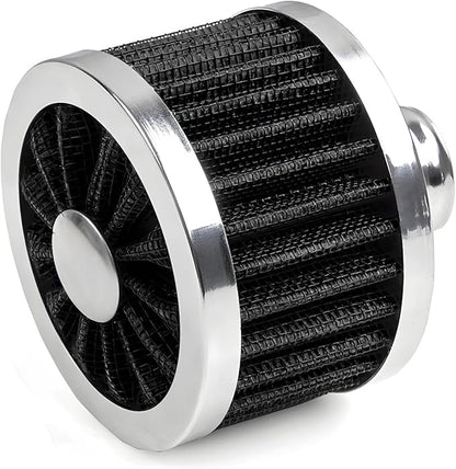 Air Intake Filter, 23MM High Flow Air Filter Cold Breather Turbo Vent Cleaner, Air Filter Vent Cleaner Compatible with Car and Motorcycle, Universal Car Accessories (Black)