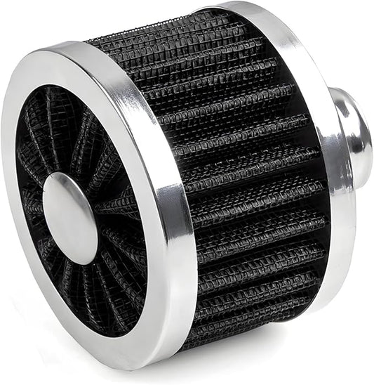 Air Intake Filter, 23MM High Flow Air Filter Cold Breather Turbo Vent Cleaner, Air Filter Vent Cleaner Compatible with Car and Motorcycle, Universal Car Accessories (Black)