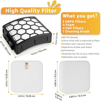 LA502 LA702 LA802 Replacement Filters for Shark Rotator Lift-Away ADV DuoClean Upright Vacuum LA300 LA301 LA322 LA500WM LA360 LA362, Replaces Part # XFFK320 & XHF320