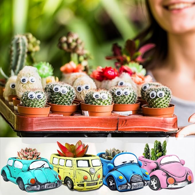 4 Pack Succulent Plants Pot, Small Indoor Plants Pots with Drainage Hole, Decor Garden Pot for Succulents Planter Cactus