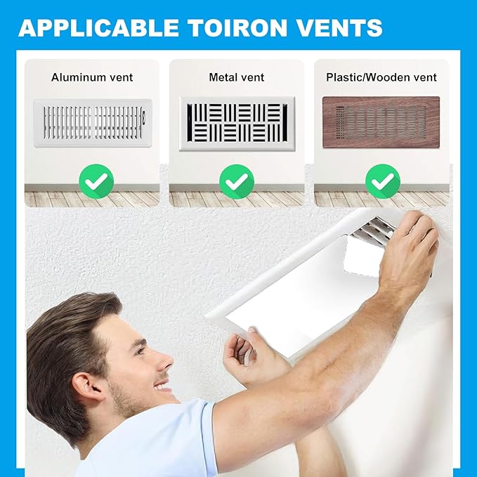 DIY Vent Cover Kit, 13.8"x11.8" Mesh Screen (4 Packs) & 16.4FT Strong Residue-Free Adhesive Tape, Bonds to Wood/Plastic & More（White）