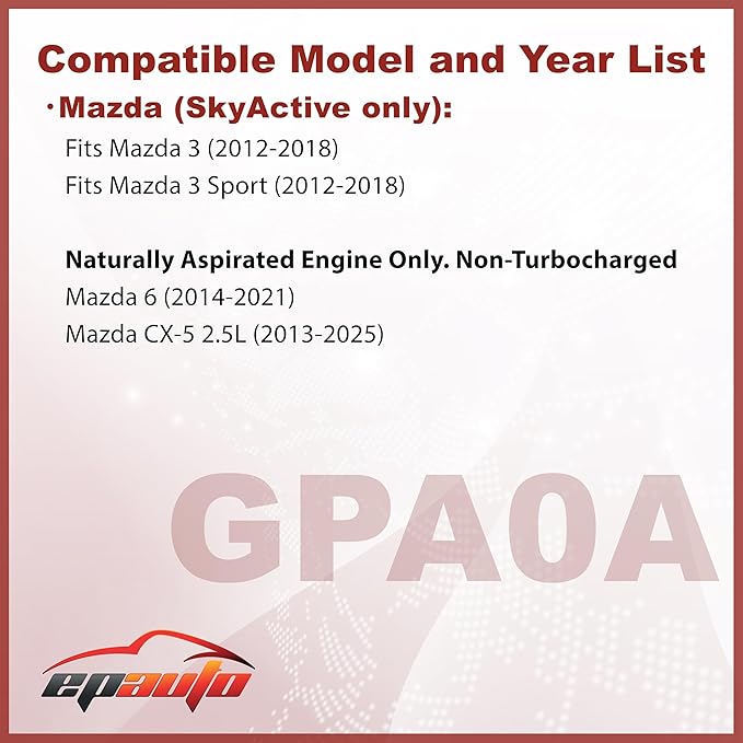 EPAuto GPA0A (PE07-13-3A0A) Engine Air Filter, Replacement for Mazda CX-5 2.0L/2.5L, Mazda 6, Mazda 3 – Fits SkyActiv and Naturally Aspirated Models (2012–2025)