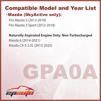 EPAuto GPA0A (PE07-13-3A0A) Engine Air Filter, Replacement for Mazda CX-5 2.0L/2.5L, Mazda 6, Mazda 3 – Fits SkyActiv and Naturally Aspirated Models (2012–2025)