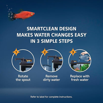 Aqueon SmartClean Power Filter with EcoRenew Filter Cartridge, Quick and Easy Water Changes, Quiet Operation, Adjustable Flow, for 20-30 Gallon Freshwater and Saltwater Aquariums, Large