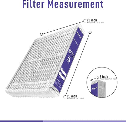 Compatible for Carrier & Bryant EXPXXFIL0320 Air Filter Replacement EXPXXFIL0020 20x25x5 (2-Pack), MERV 13, Foldable Media