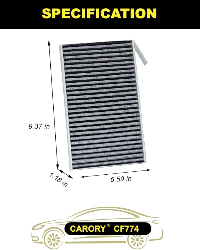 Cabin Air Filter w/Activated Carbon for Tesla Model 3 (2017-2025), Model Y (2020-2025), OE# 1107681-00-A, CF12774, XC11952C