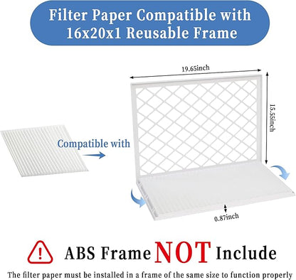 5 Pack 16x20x1 MERV 11 Air Filter Refills, Replaceable Filter Media only for 16x20x1 Reusable Frame (Frame Not Included)
