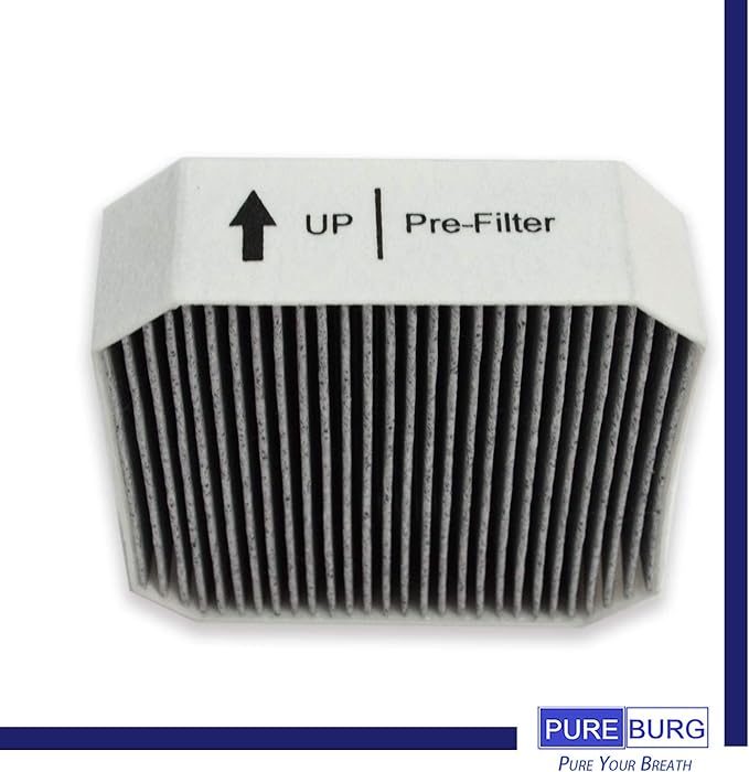 PUREBURG Replacement HEPA Pre-Filter Fits Molekule Air Purifier, High-efficiency Activated carbon 2-in-1 Air Clean Dust VOCs,2-Pack