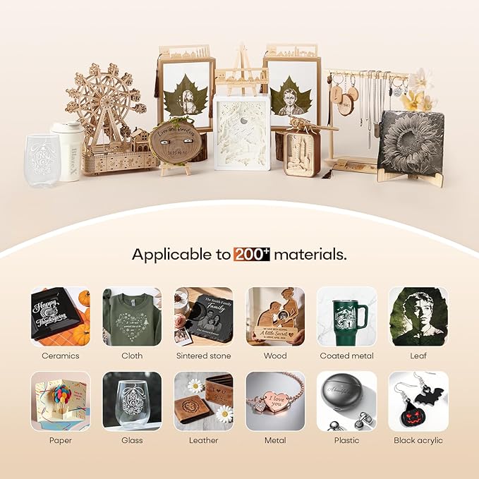 BlazeX M3 10W Laser Engraver Machine for Beginner, 0.01mm High Precision Laser Cutter and Engraver Machine for Wood Metal Glass Leather, with 360° Enclosure Honeycomb Engraving Materials, Class 1