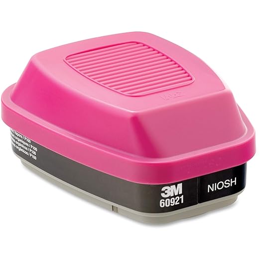 3M 60921 P100 Respirator Cartridge/Filter, NIOSH Approved, 1 Pair, OV/P100, Helps Protect Against Organic Vapors, Asbestos, Silica, and Particulates, Painting, Chemical Clean-up, Maintenance