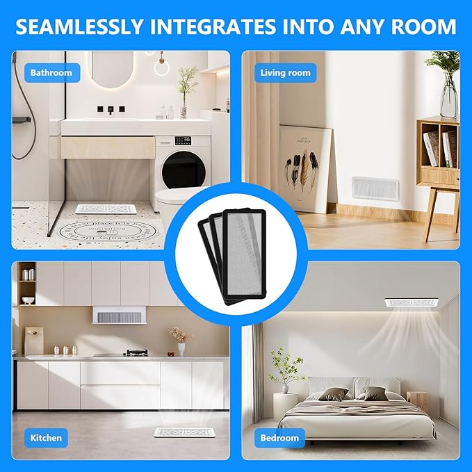 Magnetic Vent Screen Mesh Covers 3 Pack -5.5x12, Air Vent Filters with Durable PVC Frame, Air Vent Screen Register Trap,Vent Mesh–Upgraded Thickness(2.5mm) for Home Wall Ceiling (White)