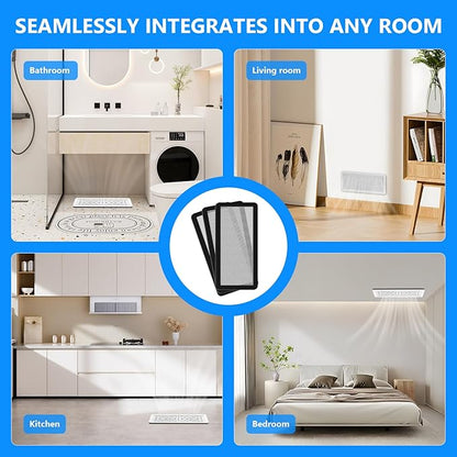 Magnetic Vent Screen Mesh Covers 3 Pack -5.5x12, Air Vent Filters with Durable PVC Frame, Air Vent Screen Register Trap,Vent Mesh–Upgraded Thickness(2.5mm) for Home Wall Ceiling (White)