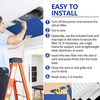 Ubeesize Reusable Air Filter 20x30x1, High Air Flow Furnace Filters Cut to Fit Air Conditioner MERV 6 Replacement for HVAC RV Washable AC Filter (Actual Size 20x30x0.5 inch)