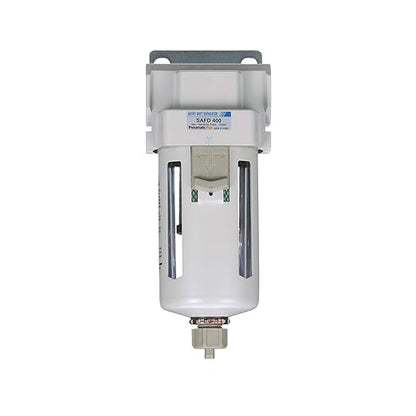PneumaticPlus SAFM400-N04B Compressed Air Coalescing Filter, 0.1 Micron, 1/2" NPT - Poly Bowl, Manual Drain, Bracket