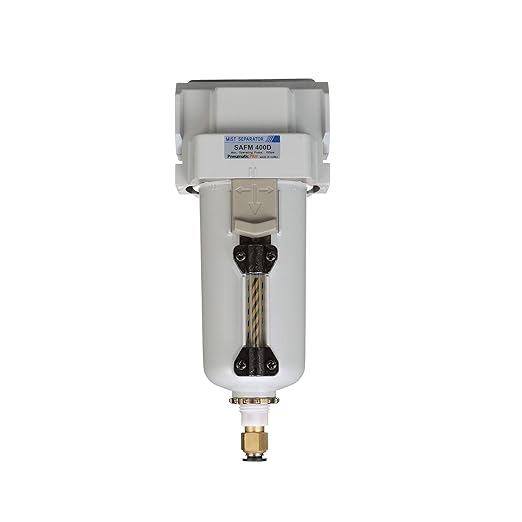 PneumaticPlus SAFM400-N04BD-MEP Compressed Air Coalescing Filter, 0.1 Micron, 1/2" NPT - Metal Bowl, Auto Drain, Bracket