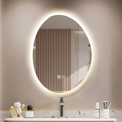 JSLJDM 700 X900 mm Illuminated Backlit LED Bathroom Mirror, Wall Mounted Multifunction Bathroom Vanity Mirror with Lights and Demister Pad, Energy-Saving Illuminated Smart Mirror