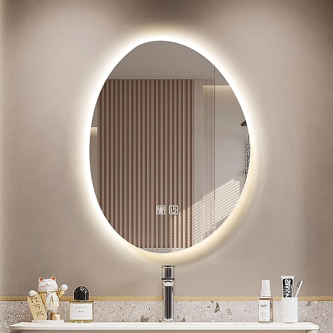 JSLJDM 700 X900 mm Illuminated Backlit LED Bathroom Mirror, Wall Mounted Multifunction Bathroom Vanity Mirror with Lights and Demister Pad, Energy-Saving Illuminated Smart Mirror