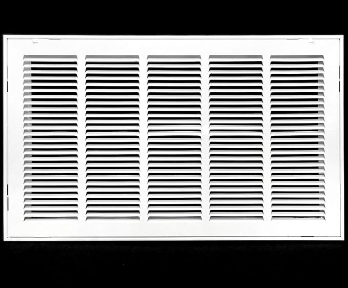 HVAC Premium 25 x 10 Duct Opening Steel Return Air Filter Grille, for 1-inch Filter, Removable Door, Flat Stamped HVAC Vent Cover Grille, Outer Dimensions 27.5 x 12.5
