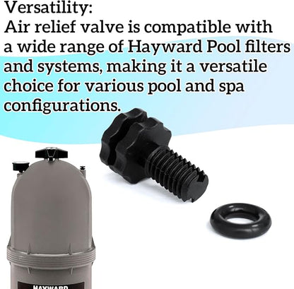 ECX1322A Pool Filter Air Relief Valve Compatible with Hayward Pool Filters, Directional Vent Valve with O-Ring 3 Pack