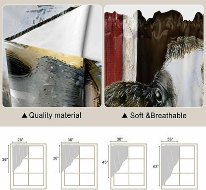 Cows Sunflowers Swag Valances for Windows, Rustic Farms Barns Flowers Bees Animals Rod Pocket Kitchen Curtains Valance, Kitchen Window Curtains Swag for Cafe Bathroom Living Room, 2 Panels, 36x45 inch