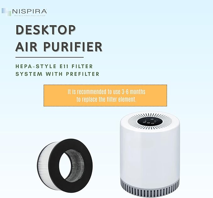 Nispira True HEPA Replacement Filter for CVS Health Desktop Air Purifier 3-in-1 True HEPA Activated Carbon, 1 Pack