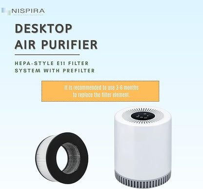 Nispira True HEPA Replacement Filter for CVS Health Desktop Air Purifier 3-in-1 True HEPA Activated Carbon, 1 Pack