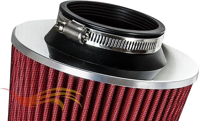 RED 3.5" 89 mm Inlet Cold Air INTAKE Cone Replacement Performance Washable Clamp-On Dry Air Filter