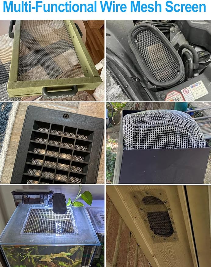 4Pack 5Mesh 10'' x 14'' Wire Mesh Screen, 304 Stainless Steel Anti-Rusted Mesh Screen, Sturdy Wire Diamaeter 0.7mm, Easy to Cut, Woven Sturdy Metal Mesh Sheets for Air Vent, DIY Project, Drainage