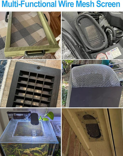 4Pack 5Mesh 10'' x 14'' Wire Mesh Screen, 304 Stainless Steel Anti-Rusted Mesh Screen, Sturdy Wire Diamaeter 0.7mm, Easy to Cut, Woven Sturdy Metal Mesh Sheets for Air Vent, DIY Project, Drainage