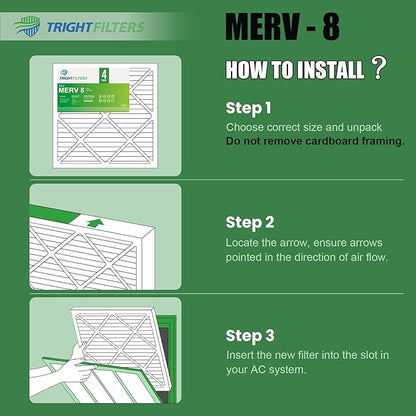 14x24x1 Air Filter 4 Pack, MERV 8 Pleated Dust Defense Air Filters Replacement Air Conditioner HVAC AC Furnace Filter, Durable and Lightweight