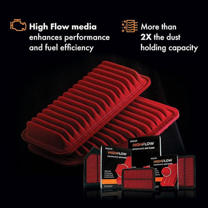 HIGHFLOW High Performance, Pre-Oiled Disposable Engine Air Filter PA99479X | Fits 2018-2025 Chevrolet Express 2500, 2021-2025 Express 3500, 2021-2025 GMC Savana 3500, 2018-2025 Savana 2500
