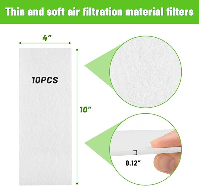Air Vent Filters, 10 Pcs Floor Vent Register Filters - 4"x10"White, Air Register Vent Filters for Home,Trap Debris in Ventilation System