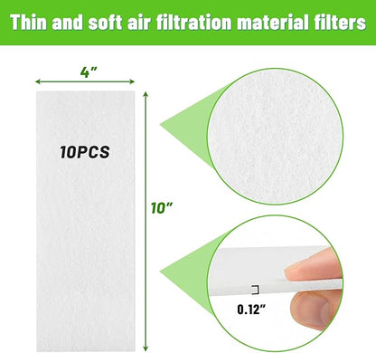 Air Vent Filters, 10 Pcs Floor Vent Register Filters - 4"x10"White, Air Register Vent Filters for Home,Trap Debris in Ventilation System