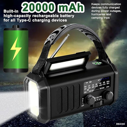 Gifts for Men Husband Dad Valentines Day, Emergency Hand Crank NOAA Weather Radio with Solar Charging 20000mAh Battery Built-in Flashlight, Reading Light & SOS Alarm for Anniversary Birthday Gifts