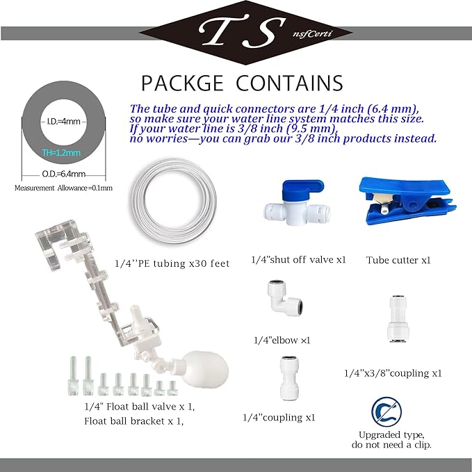 NSF 1/4" inch Water Line Power-Free Auto-Top-Off System with Float Valve, Vacuum Flow Regulator Automatic Water Level Controller for Marine Aquariums.