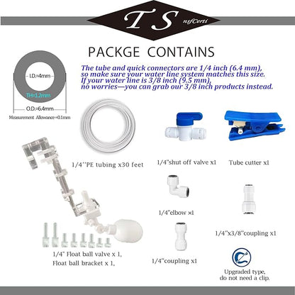 NSF 1/4" inch Water Line Power-Free Auto-Top-Off System with Float Valve, Vacuum Flow Regulator Automatic Water Level Controller for Marine Aquariums.