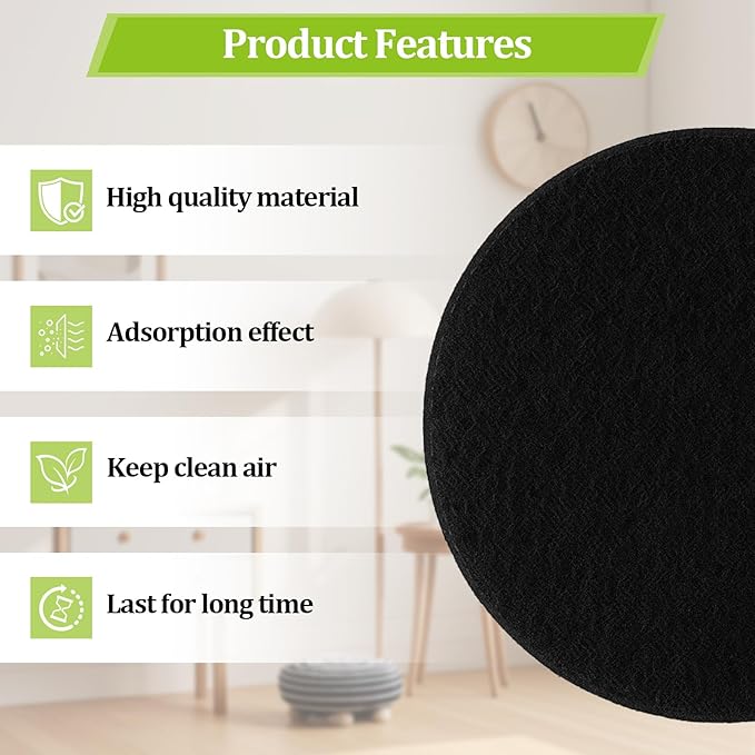 Charcoal Filters for Kitchen Compost Bin,4 Pack Compost Filters for Countertop Bin,Activated Carbon Replacement Filters for Kitchen Compost Bins,Round 6.7 Inch