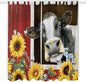 Cows Sunflowers Living Room Curtains 84 Inch Length, Window Curtains Tab Top, Rustic Farms Barns Flowers Bees Animals Light Filtering Window Treatments Drapes 52"x84" 2 Panel