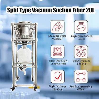 INTSUPERMAI 20L Buchner Funnel Filtering Kit, with 20L Vacuum Flask, Stainless Steel Frame, Negative Pressure Filtration, Split Design, Lab Vacuum Suction Filter for Liquid-Liquid Extraction