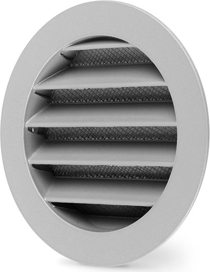 calimaero® WSGG 4" Inch Gray Round Metal Air Vent Grill Cover Flat Louver with Fly Screen Fits Only with Metal Ducts