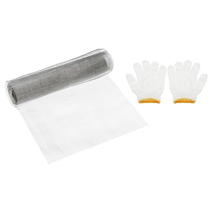 PATIKIL 40" L x 16" W Woven Wire Mesh, 24 Mesh 304 Stainless Steel Air Vent Filter Screen with Gloves for Window Security Vent Cover Filtration Animals Fence