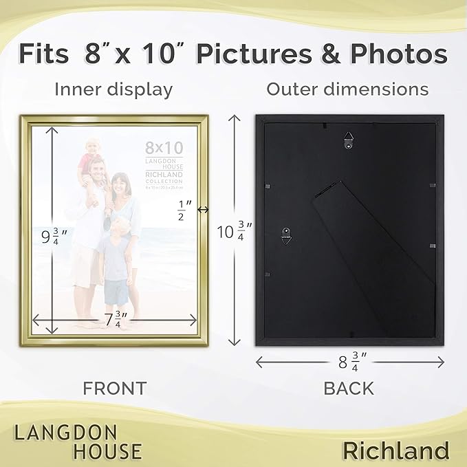Langdon House 8x10 Picture Frames Set (Gold, 6 Pack) Distinguished Edging for Classic Style, Richland Collection
